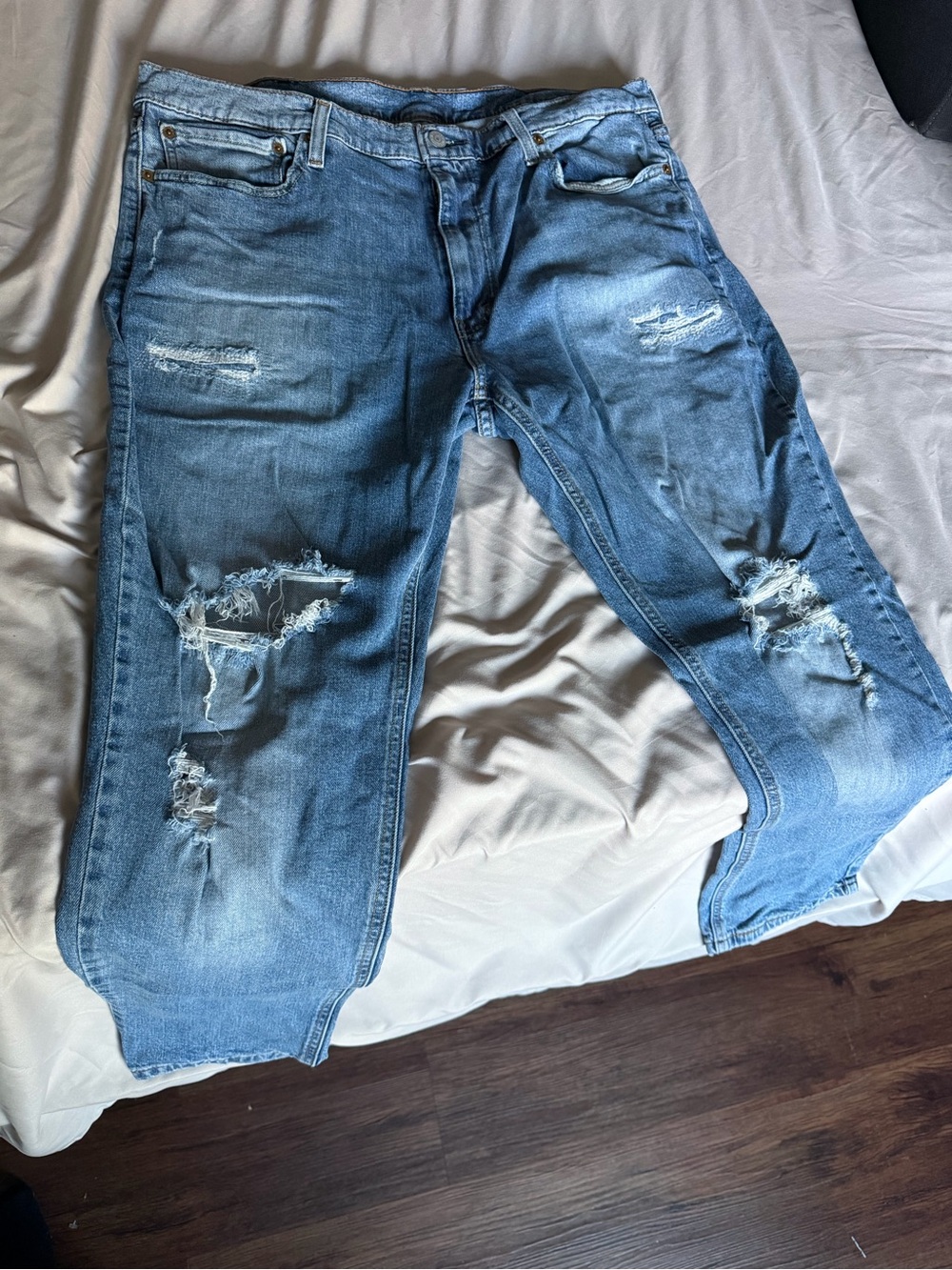 Levis 531 Mens blue Athletic Slim Distressed Denim Jeans 40x30